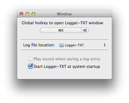 Logger-TXT Preferences Window March 5