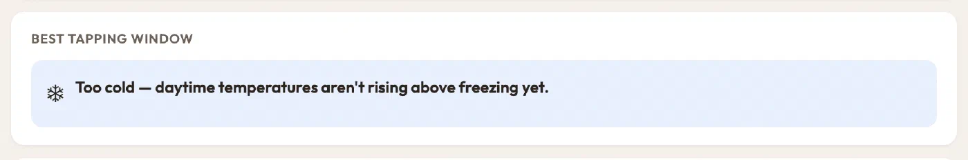 Too cold, with daytime temperatures not yet rising above freezing